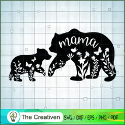 Floral Mama Bear and Baby SVG, Floral SVG, Mystic SVG, Animals SVG