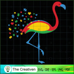 Flamingo Puzzle Pieces Autism Awareness SVG, Animal Lover SVG, Flamingo SVG