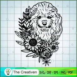 Floral Poodle Dog SVG, Dog Breeds SVG, Flower SVG