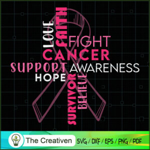 Breast Cancer Awareness Word Cloud SVG, Cancer Awareness SVG , Ribbon ...