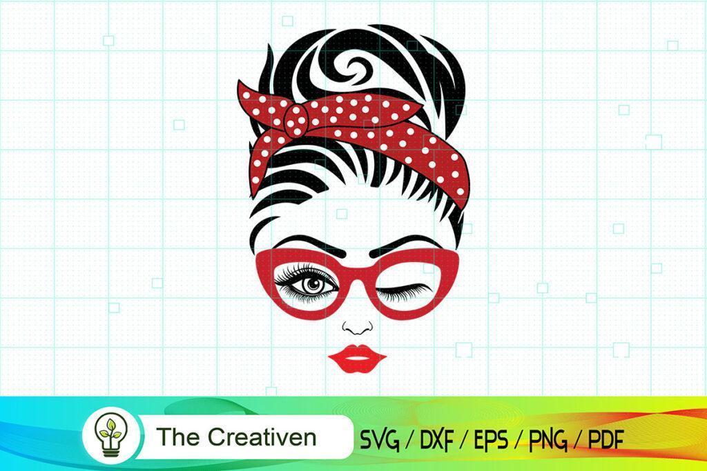 Messy Bun With Glasses Svg , Messy Bun Svg , Messy Bun SVG - Premium ...