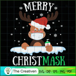 Quarantine Christmas Reindeer Mask SVG, Christmas Digital File, Xmas 2021 SVG