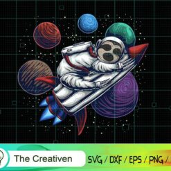Sloth Astronaut Vector Illustration SVG , Cute Sloth Svg, Sleeping Sloth Svg , Astronaut SVG
