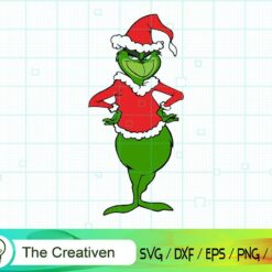 Grinch Smile with Christmas Clothes SVG, Grinch SVG, Christmas Tree SVG, Merry Christmas SVG