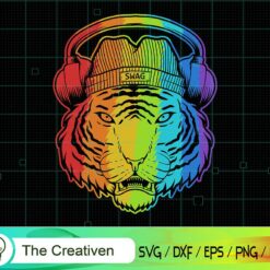 Tiger Headphone Colorful SVG , Tiger King SVG , Tiger Headphone SVG