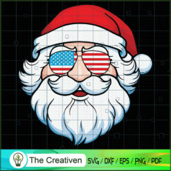 Santa Claus Patriotic USA Sunglasses  SVG, Christmas SVG, Santa Claus SVG
