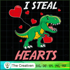 I Steal Hearts Valentines Day Dinosaur SVG, Dinosaur SVG, Valentines Day SVG