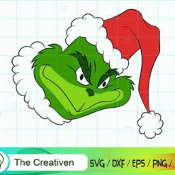 The Grinch Head with Hat Christmas SVG , Grinch SVG, Christmas Tree SVG, Merry Christmas SVG