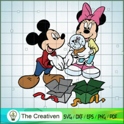 Mickey and Minnie with Gift SVG , Disney Christmas SVG , Disney Mickey SVG, Funny Mickey SVG