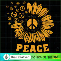 Hippie Sunflower Peace Vintage SVG, Peace Love SVG, Hippie Soul SVG