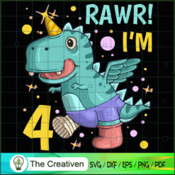 Rawr I'm 4 Birthday Boy Dinosaur SVG, Dinosaur T-rex SVG, Jurassic Park SVG, Jurassic World SVG
