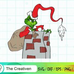 Grinch Inside Chimney SVG  , Grinch SVG, Christmas Tree SVG, Merry Christmas SVG