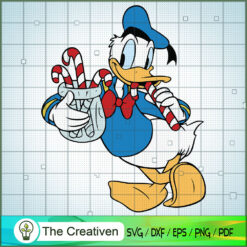 Donald Duck with Christmas Candy SVG , Disney Christmas SVG , Disney Mickey SVG, Funny Mickey SVG