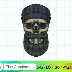 Skull Bearded Mustache Head SVG, Skull Bearded Mustache Head Digital File, Skull SVG