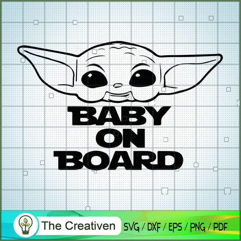 Head Baby Yoda On Board SVG, Star Wars SVG, The Mandalorian SVG, Grogu ...