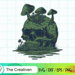 Skull Mushrooms in River SVG, Skull Mushrooms in River Digital File, Skull SVG