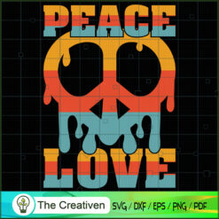 Hippie Peace Love Peace Sign in Heart SVG, Peace Love SVG, Hippie Soul SVG
