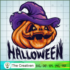 Halloween Witch Hat Pumpkin Smile SVG, Pumpkin Smile SVG, Halloween SVG