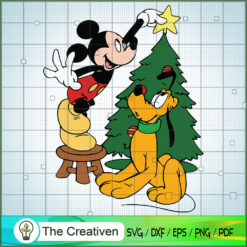 Mickey and Pluto Five Start On Top Christmas Tree SVG , Disney Christmas SVG , Disney Mickey SVG, Funny Mickey SVG