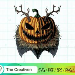 Halloween Pumpkin Horned SVG, Halloween Pumpkin Horned Digital File, Skull SVG
