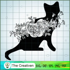 Floral Cat, Farm Animal SVG, Floral SVG, Mystic SVG, Animals SVG