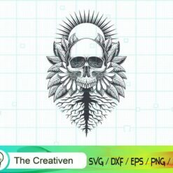 Root Skull Decoration SVG, Root Skull Decoration Digital File, Skull SVG