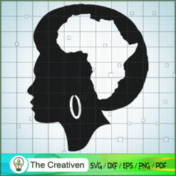 Afro Woman With Africa Map SVG, Black Woman SVG, Afro Girl SVG