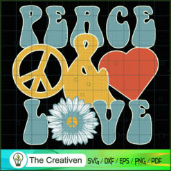 Hippie Peace Love Vintage Retro SVG, Hippie SVG, Love Peace SVG