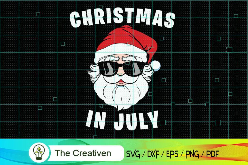 Christmas In July Santa 4th Of July SVG, Christmas In July Santa 4th Of