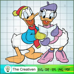 Donald And Daisy Reading Podcard Christmas SVG , Disney Christmas SVG , Disney Mickey SVG, Funny Mickey SVG
