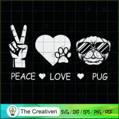 Peace Love Pug Pet Dog Lover Hippie SVG, Peace Love SVG, Hippie Soul SVG