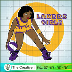 Lakers Girl NBA Champions SVG, NBA Girl, Afro Woman SVG, Black Woman SVG