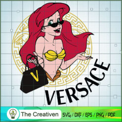 Ariel Mermaid Versace Background SVG, Disney Princess SVG, Luxury Brand SVG