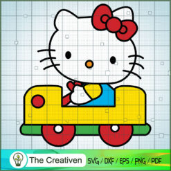 Kitty Drive Car SVG, Kitty Cat SVG, Hello Kitty Cartoon SVG