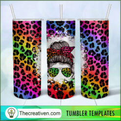 Cheetah Tumbler Wrap Rainbow Leopard PNG, 20oz Skinny Straight, Full Tumbler Wrap, PNG Digital File