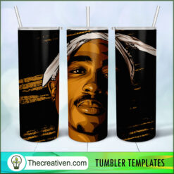 Tupac Art Skinny, 20oz Skinny Straight, Full Tumbler Wrap, PNG Digital File