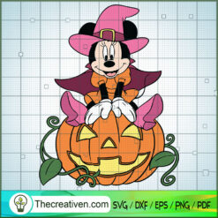 Cute Mickey Pink Witch Halloween Pumpkin SVG, Disney Halloween SVG, Mickey And Minnie SVG