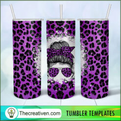 Mama Tumbler Wrap Png Purple Leopard Mom PNG, 20oz Skinny Straight, Full Tumbler Wrap, PNG Digital File