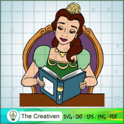 Belle Princess Reading Book SVG, Beauty And The Beast SVG, Cartoon Movie SVG, Disney SVG