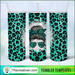 Mama Tumbler Wrap Png Turquoise Leopard PNG, 20oz Skinny Straight, Full Tumbler Wrap, PNG Digital File