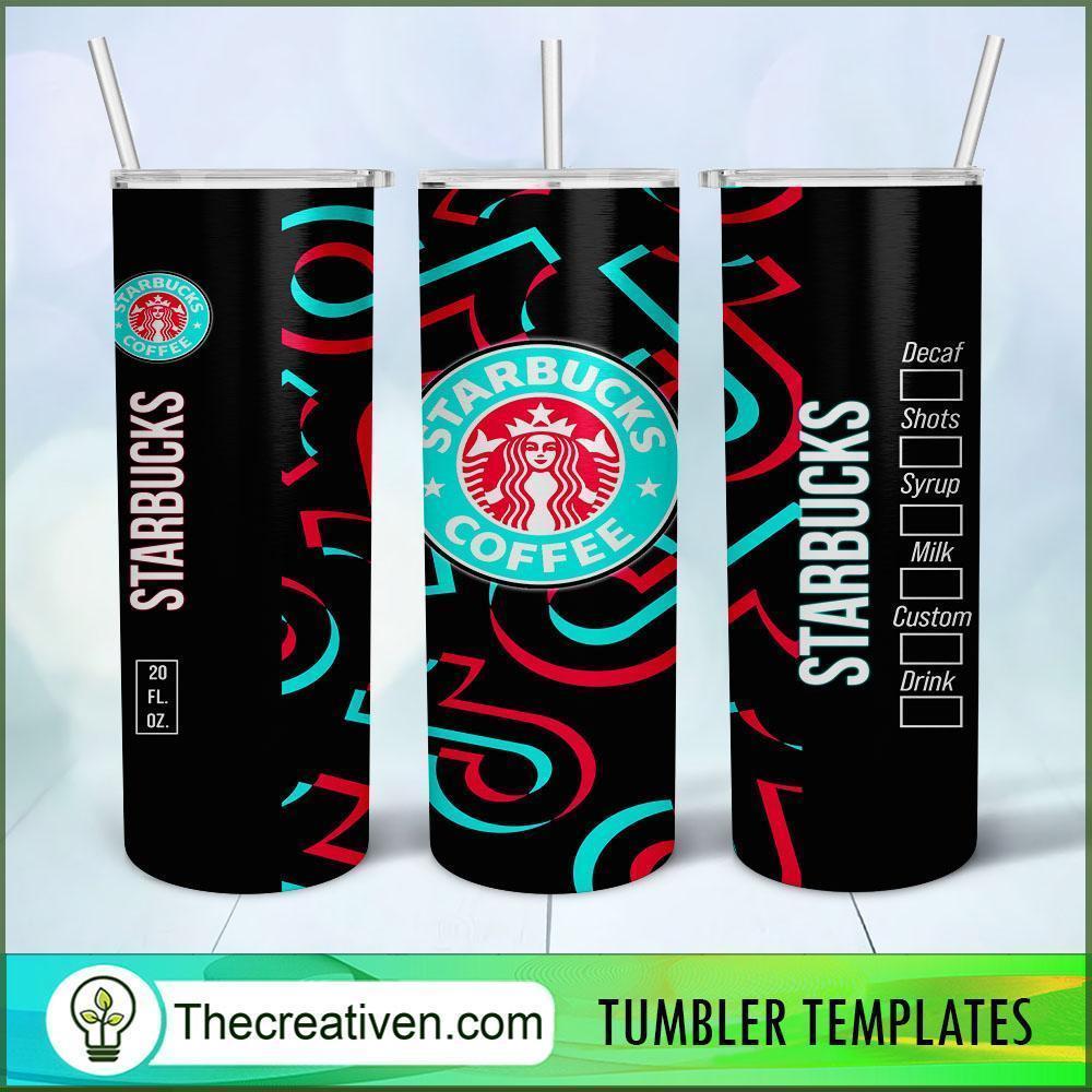 Instant Download PNG Straight & Tapered Sublimation Full Tumbler Wrap Starbucks 20oz Skinny Tumbler