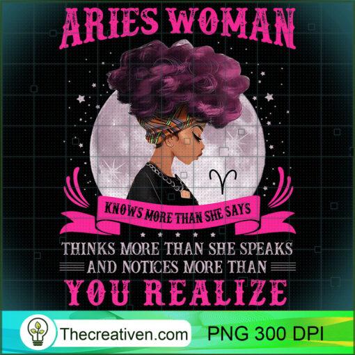 Aries Woman Knows More Than She Says Birthday Black Women T Shirt copy