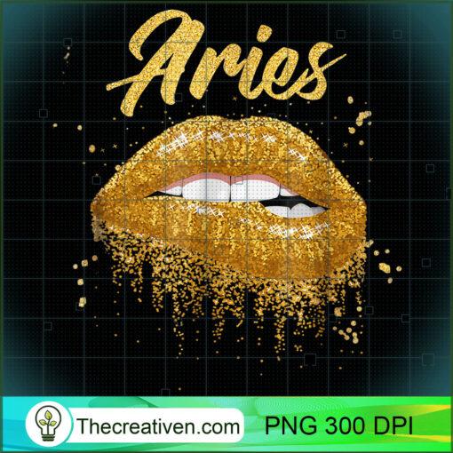 Aries Zodiac Birthday Golden Lips T Shirt for Black Women copy