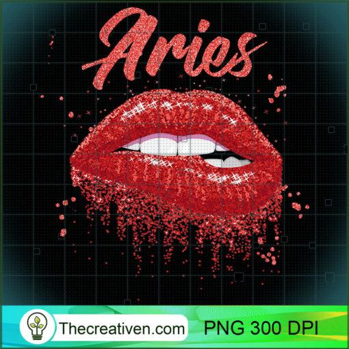 Aries Zodiac Birthday Red Lips T Shirt for Black Women copy
