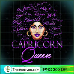 Capricorn Girl Womens Purple Queen Black Zodiac PNG, Afro Women PNG, Capricorn Queen PNG, Black Women PNG