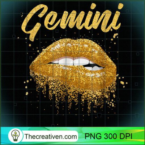 Gemini Zodiac Birthday Golden Lips T Shirt for Black Women copy