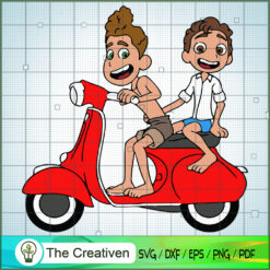 Luca And Alberto Riding The Motorcycle SVG, Luca SVG, Cartoon SVG