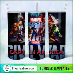 Avengers Cartoon Poster 20oz, 20oz Skinny Straight, Full Tumbler Wrap, PNG Digital File