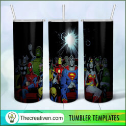 Cinema Cartoon Poster DC And Marvel 20oz, 20oz Skinny Straight, Full Tumbler Wrap, PNG Digital File