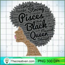 Pisces Black Queen Natural Hair Women PNG, Afro Women PNG, Pisces Queen PNG, Black Women PNG